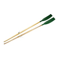 Весла деревянные гребные 2,2м лакированные (изогнутая усиленная лопасть зеленая/синяя/черная)