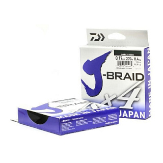 Плетеный шнур DAIWA J-BRAID X4 135м., 0,17 8,4 кг (Зеленая)